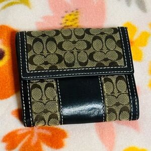 Coach Signature Stripe Brown Slim Ladies Wallet
